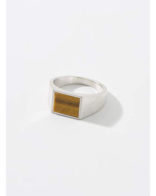 Serge Denimes White Tiger's Eye Silver Ring for men
