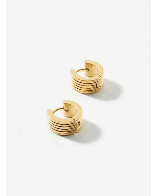 Simon's White Large Grooved Hoops