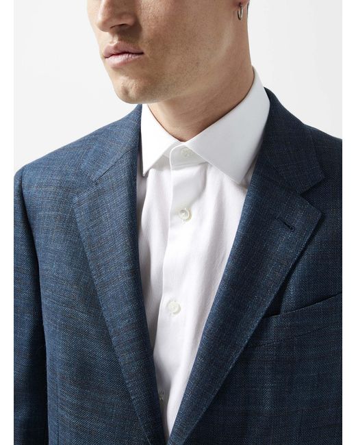 Zegna Blue Crossover Chambray Wool, Silk, And Linen Jacket for men