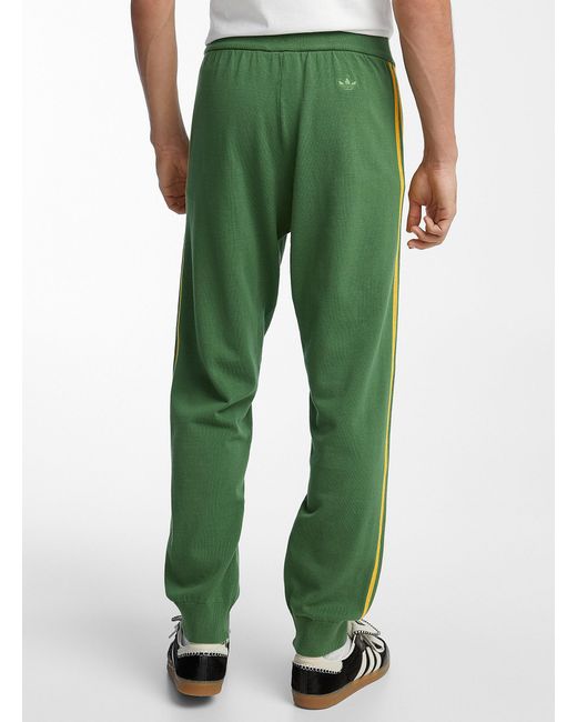 Adidas Green Contrasting Stripes Knit Track Pant for men