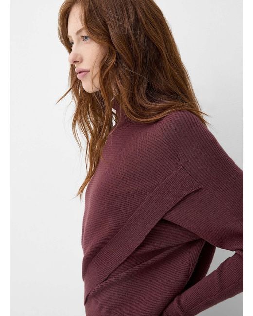 Contemporaine Red Turtleneck Crossover Sweater