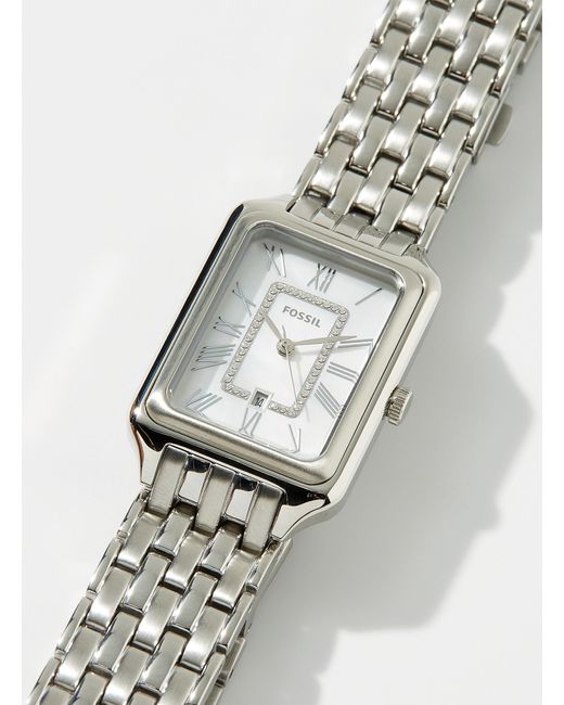 Fossil White Raquel Silver Crystal Watch