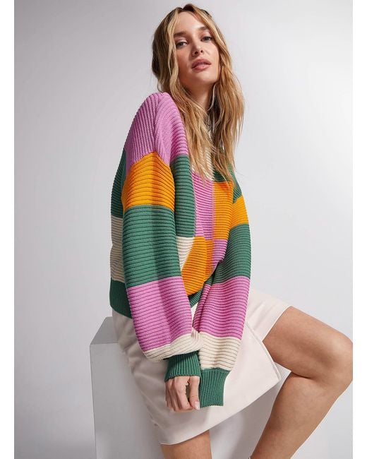 Vero Moda Colourful Checkerboard Ribbed Sweater in Pink | Lyst