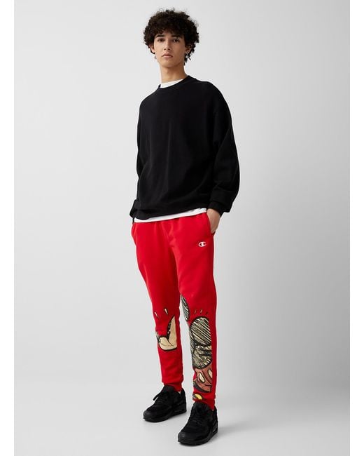 Red champion joggers mens sale