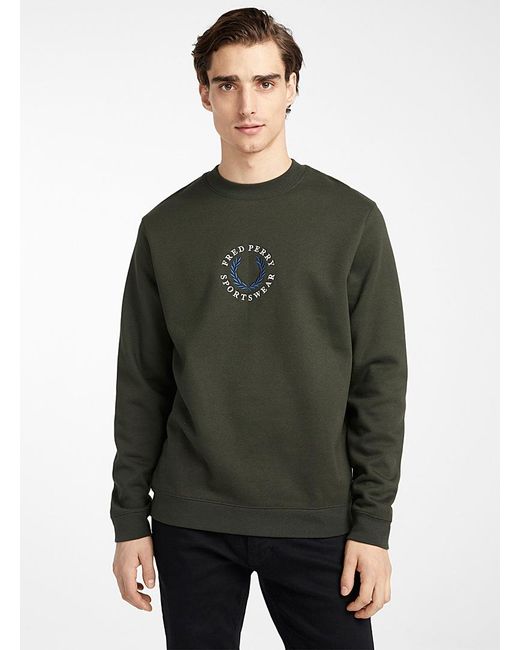 Fred Perry Green Embroidered Logo Sweatshirt for men