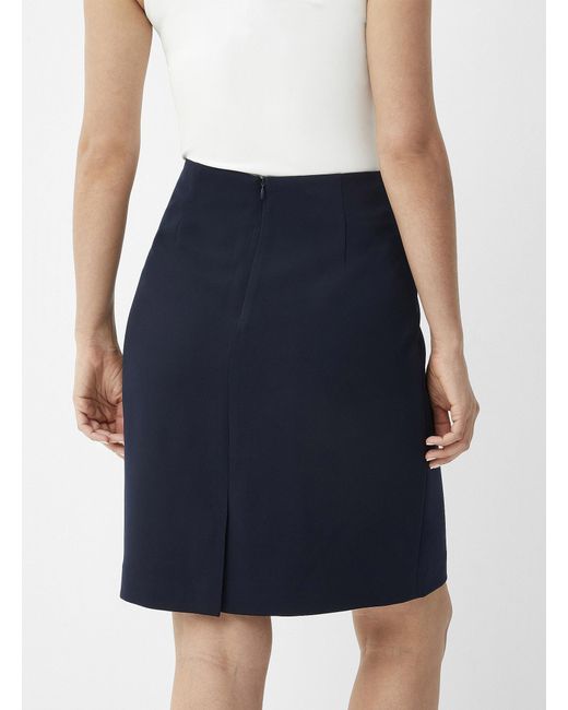Contemporaine Blue Suiting Crepe Straight Skirt