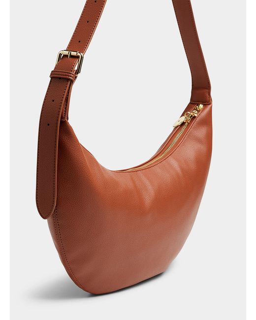 Ela Brown Minimalist Crescent Saddle Bag