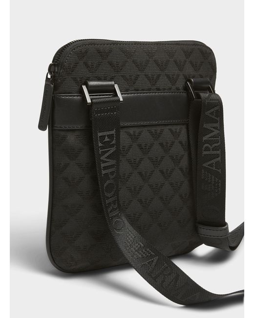 Emporio Armani Nylon Jacquard Messenger Bag in Black for Men Lyst