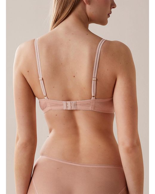 Huit Brown Romantique Floral Embroidery Sheer Plunge Bra
