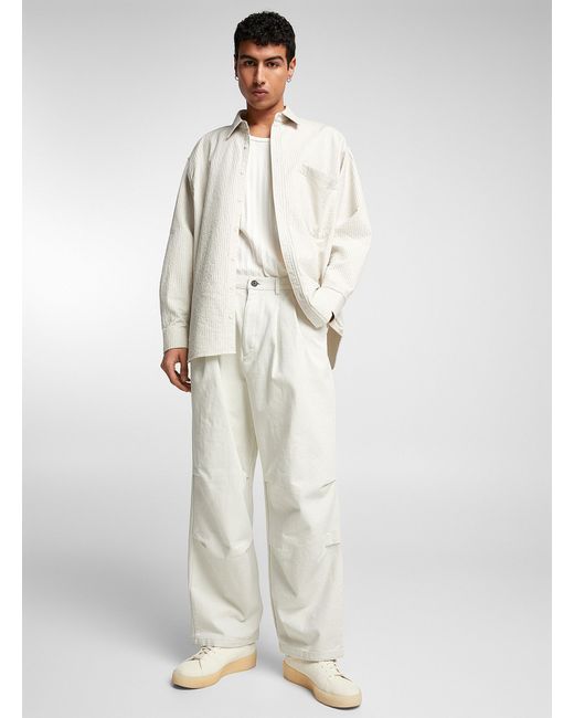 Le 31 White Pleated Twill Pant for men