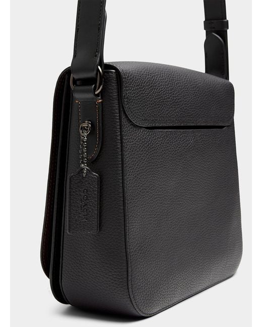 Coach black leather sales messenger bag