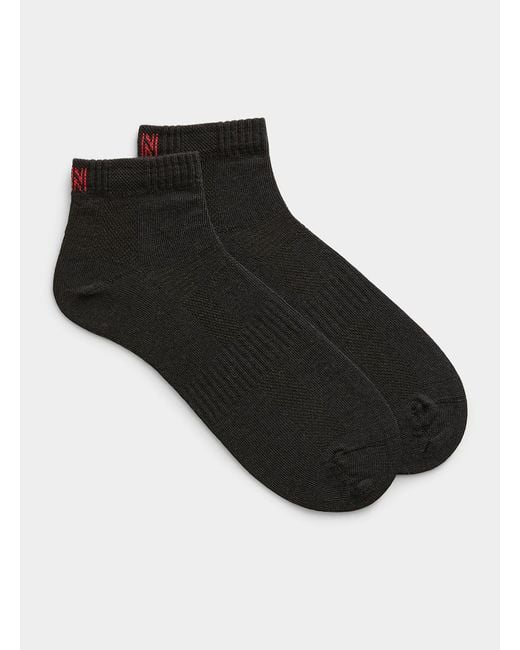I.FIV5 Black Merino Hiking Socks Set Of 2 for men