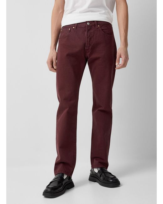 Levi's Burgundy 501 Jean Straight Fit in Red for Men | Lyst