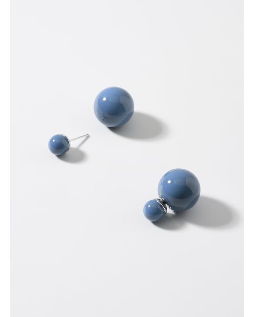 Simon's Blue Solid Bead Earrings