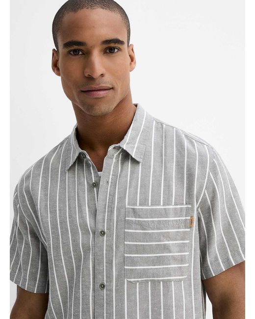 Tentree Gray Striped Chambray for men