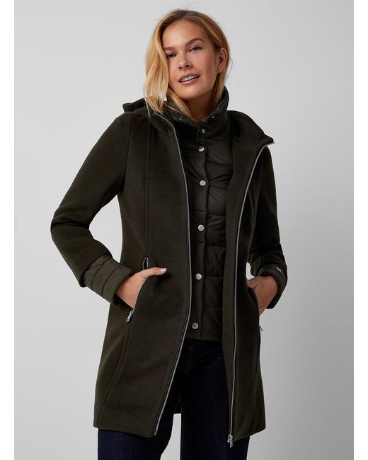 SOIA & KYO Black Rooney Quilted Details Coat
