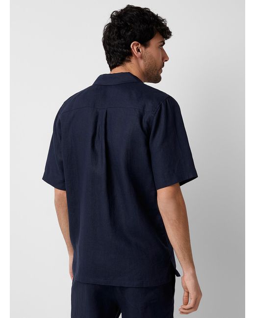 Le 31 Blue Organic Linen Pyjama Shirt for men