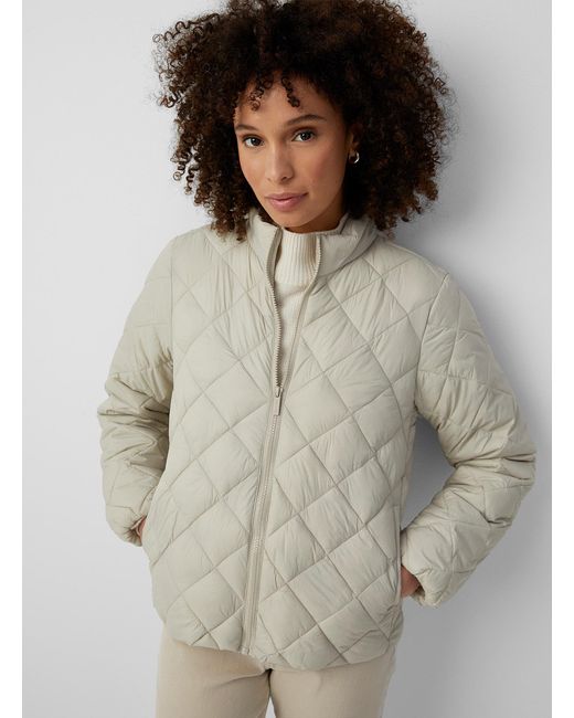 Part Two Gray Olia Diamond Quilted Jacket
