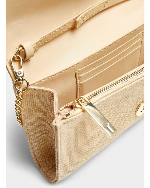 Ted Baker Natural Kirarose Gold Flower Woven Clutch