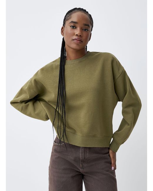 Twik Green Solid Soft Fleece Straight Sweatshirt