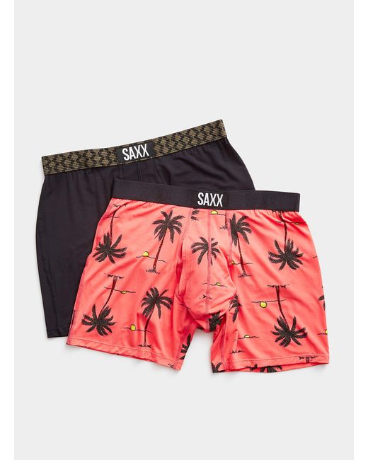 Saxx Underwear Co. Red Palm Tree And Solid Boxer Briefs Ultra for men