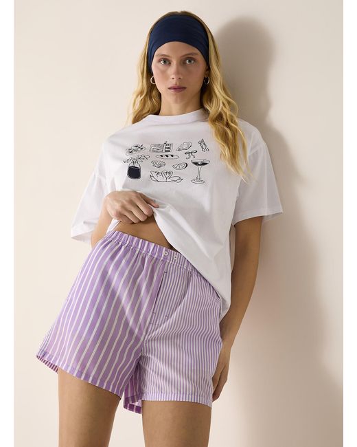 Miiyu Purple Summer Pattern Poplin Lounge Short