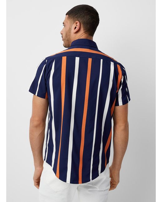 Report Collection Blue Soft Vertical Stripe Shirt for men