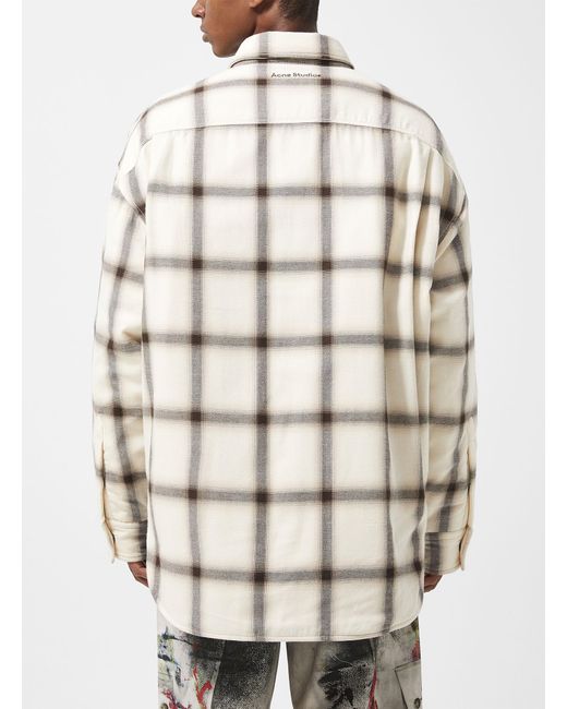 Acne Natural Plaid Quilted Flannel Overshirt for men