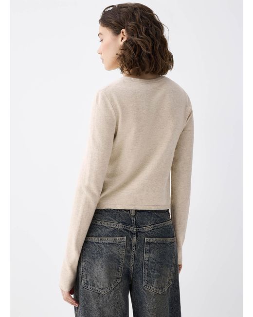 Twik Natural Boxy Rounded Neck Cardigan