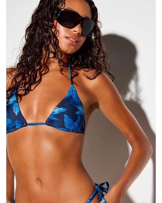 Simon's Blue Halter String Triangle Bra