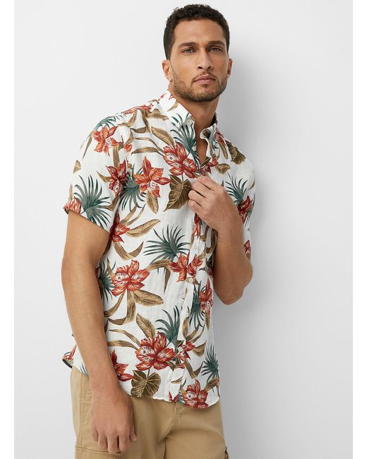 Lindbergh Multicolor Tropical Flora Pure Linen Shirt for men