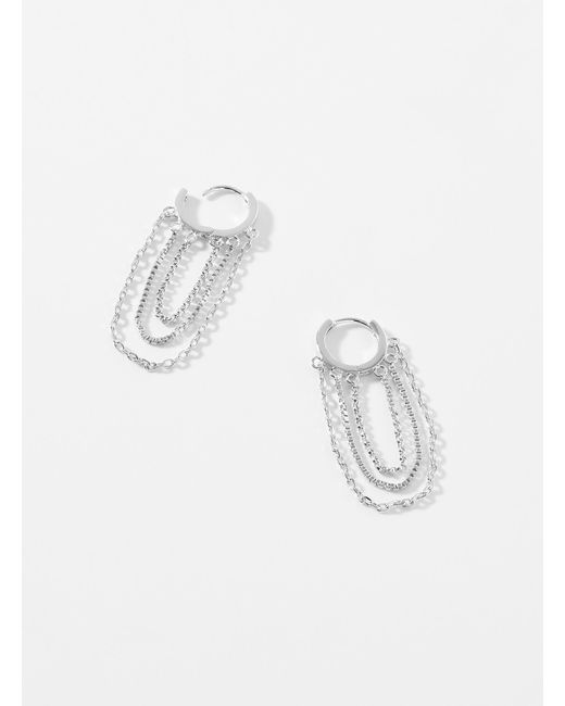 Simon's White Hanging Chain Small Hoops