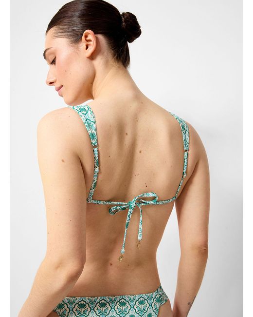 Simon's Green Wide Drawstring Strap Triangle Bra