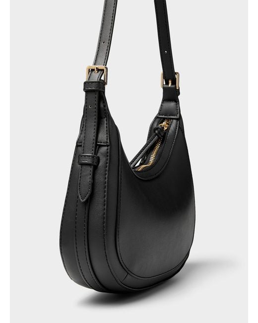 Simon's Black Solid Small Rounded Shoulder Bag