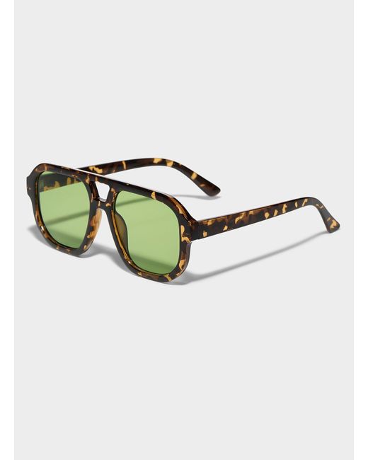 Simon's Green Balboa Tortoiseshell Aviator Sunglasses