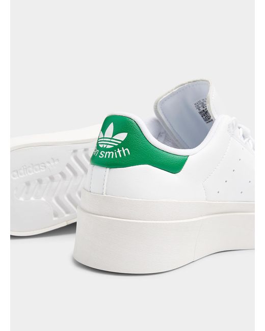 adidas Originals White And Green Stan Smith Sneakers Women | Lyst