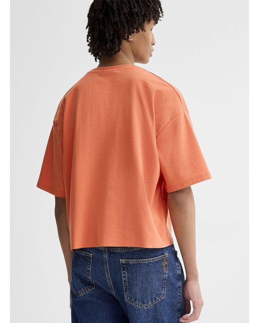 Djab Orange Cropped Solid T for men