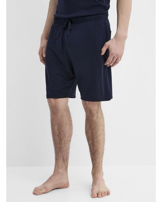 Le 31 Blue Solid Tm Modal Lounge Short for men