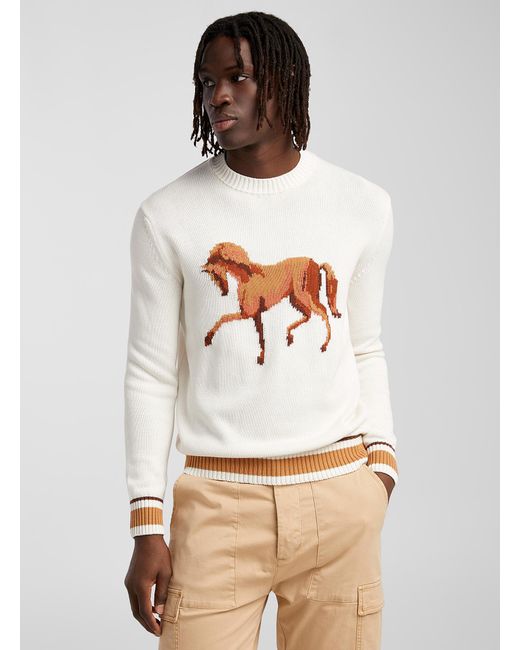 Benetton Natural Equestrian Jacquard Sweater for men