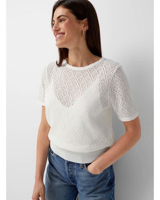 Diamond Pattern Openwork Sweater 