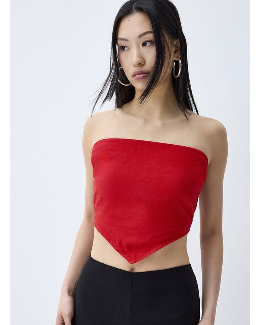 Twik Red Touch Of Linen Scarf Tube Top