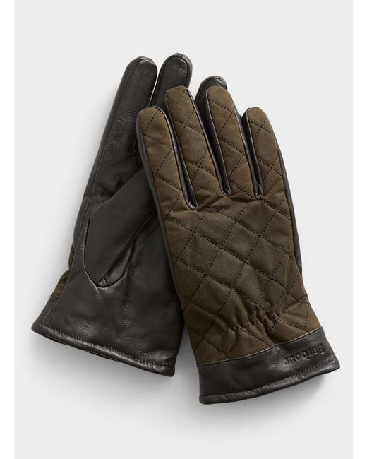 Barbour Lather And Quilted Cotton Gloves in Black for Men Lyst
