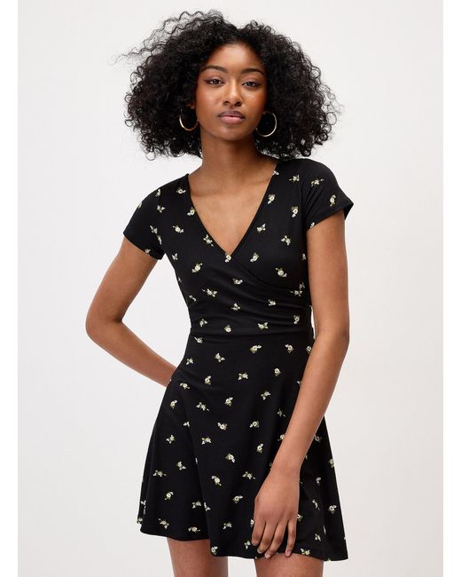 Twik Black Patterned Crossover Minidress