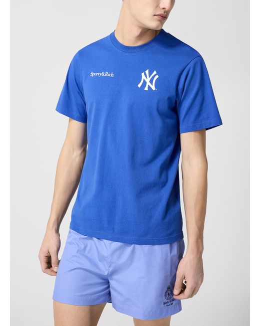 Sporty & Rich Blue Yankees Printed T for men