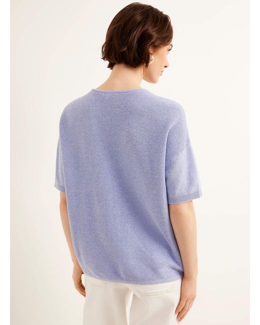 Fransa Blue Embossed Seam Loose Sweater