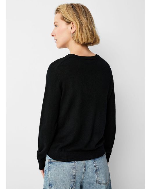 Contemporaine Black Responsibly Sourced Merino Wool Crew