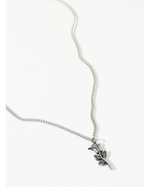 Le 31 White Rose Pendant Necklace for men