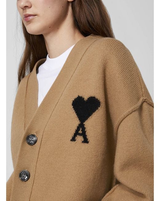AMI Natural De Coeur 100% Virgin Wool Cardigan