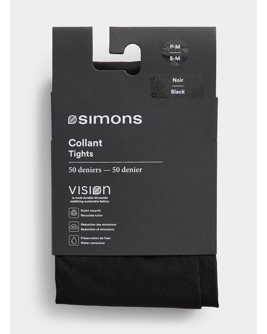 Simon's Black Solid Colour Recycled Nylon Tights 50 Denier