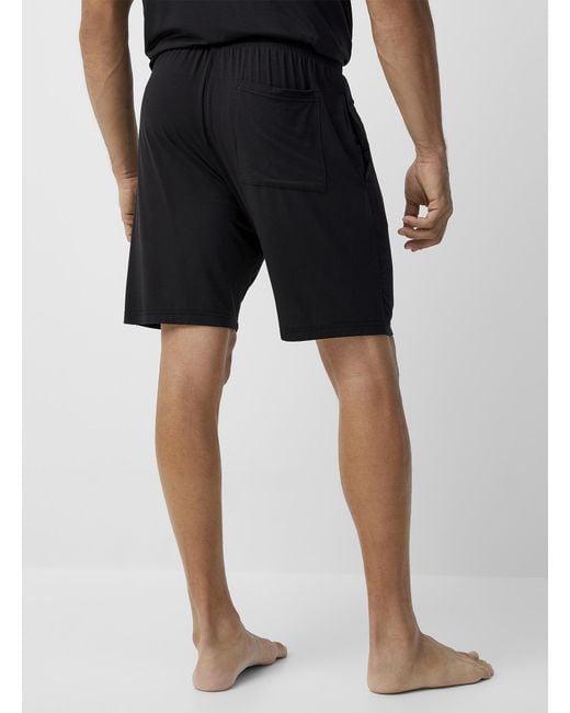 Le 31 Black Solid Tm Modal Pyjama Short for men